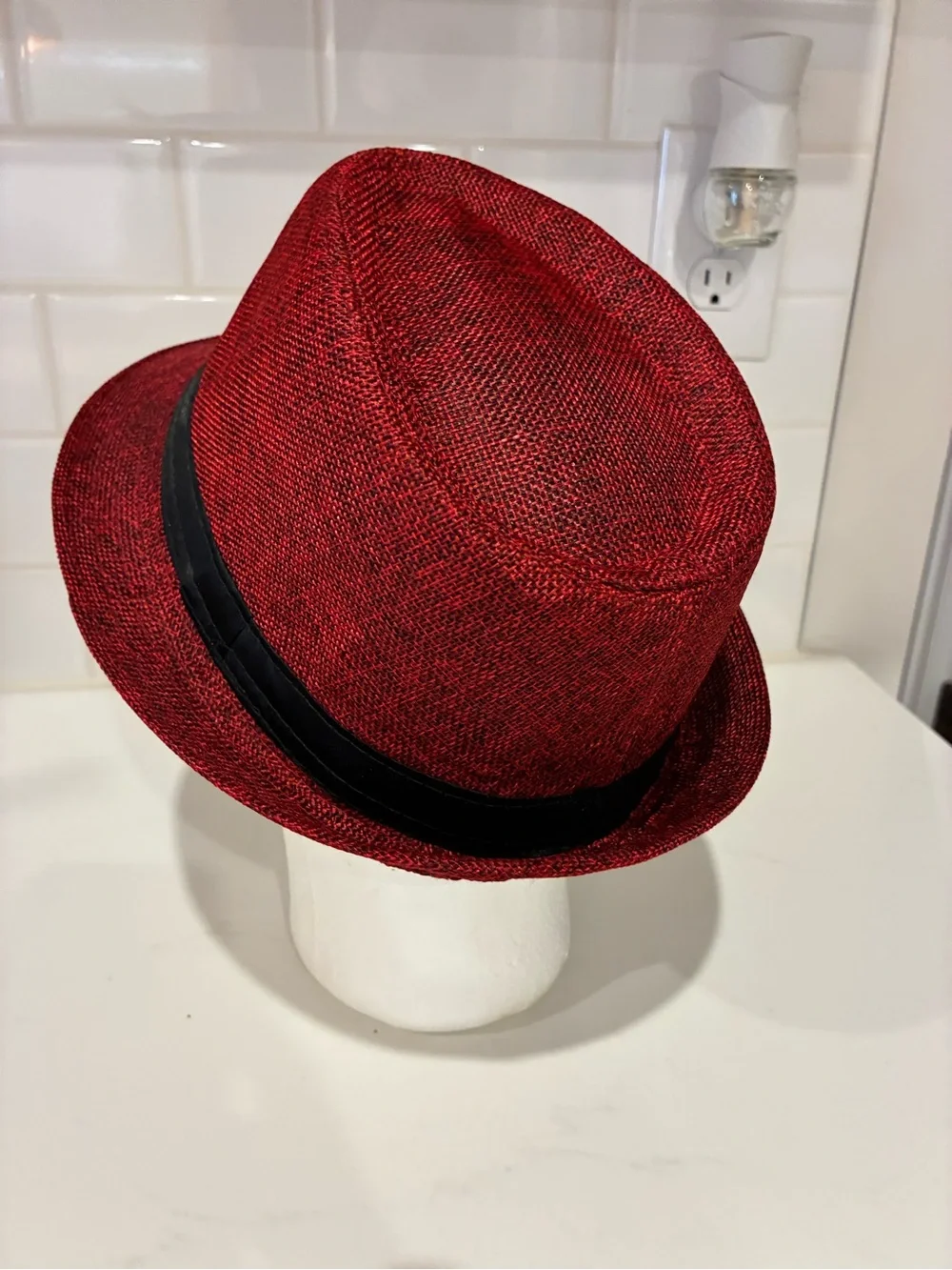 Red Fedora Hat with Black Band - Classic Men's Hat